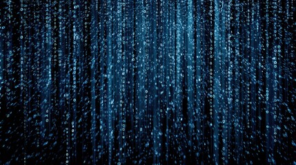 A visually striking representation of cascading binary code, evoking themes of technology, data, and digital environments.