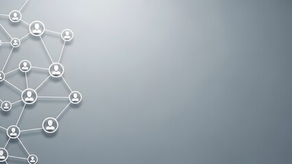 Abstract network connections with glowing nodes on a dark gray background