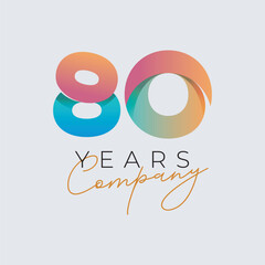 80 years anniversary company logo colorful template design