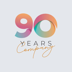 90 years anniversary company logo colorful template design