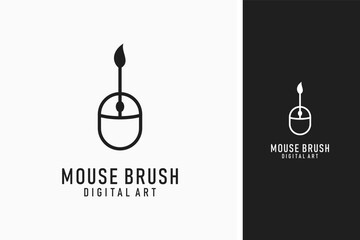 Mouse and paintbrush for digital art logo symbol icon design