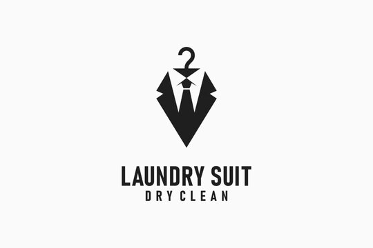 Suit and hanger for laundry logo symbol icon design