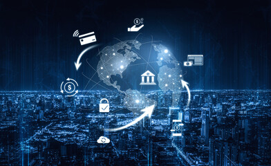 Worldwide digital payment network showing secure financial transactions. Digital payment supports transfer, digital payment ensures security, boosts convenience, drives global finance. Vouch