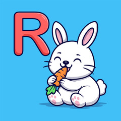 Letter R for Rabbit Illustration. Letter Icon Vector