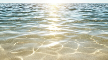 Sunlit shallow sea water with rippled sand and peaceful shimmer
