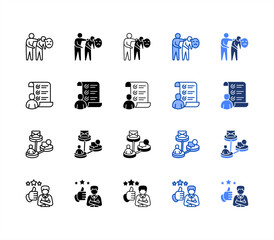 Empathy, Performance appraisal, Communication, Appreciation multiple style icon set.