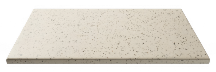 White quartz countertop with black speckles isolated on a transparent background