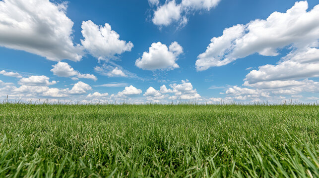 Wide open sky grassy plain cloudscape blue sky horizon green grass summer field meadow outdoor