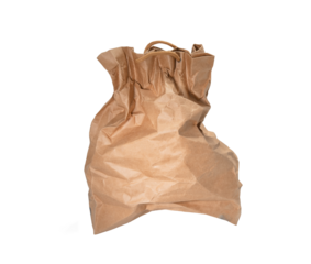 Rustic Wrapped Object in Brown: Traditional Packaging and Unique Gift Wrap Using a Brown Paper Bag with Warm Earthy Tones on Transparent Background.