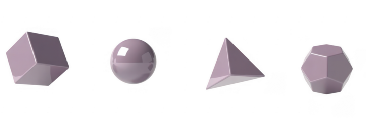 Purple geometric shapes isolated on a transparent background cube