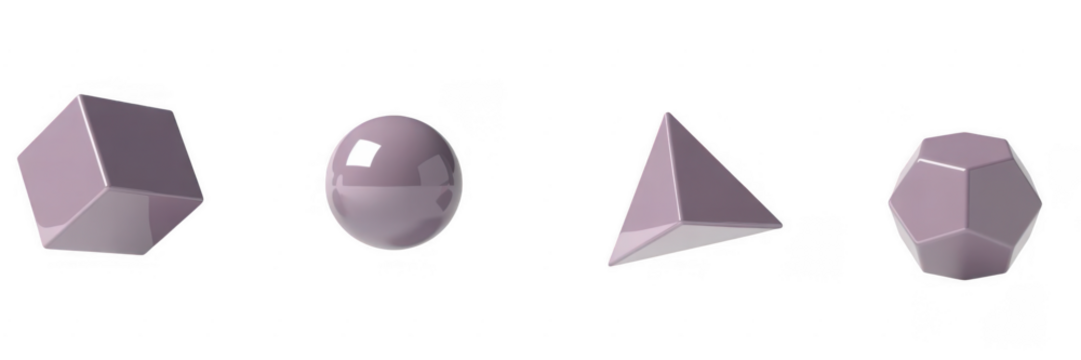 Purple geometric shapes isolated on a transparent background cube - Powered by Adobe