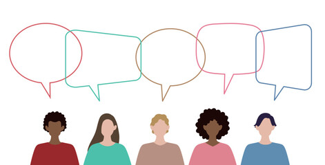 いろいろな人々と吹き出し　グローバル　人種