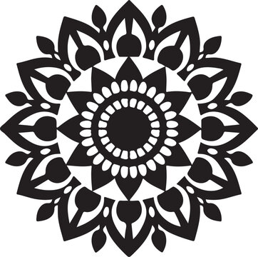 Abstract floral vector mandala pattern design for vintage round ornament illustration
