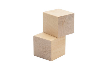 Two Light Wooden Blocks Stacked isolated on a transparent background
