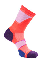 Orange purple and pink athletic sock with geometric pattern sports sock performance sock