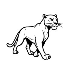 Elegant Line Art Big Cat Panther Walking.