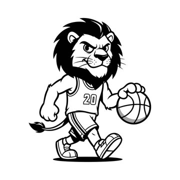 Lively Cartoon Lion Basketball Player Mascot.
