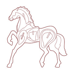 A decorative horse figure, wooden horse.
