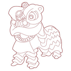 Line-art of a traditional lion dance costume performer - asian new year