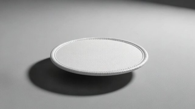 Blank Oval White Textured Surface on Gray Background Minimalist Studio Lighting