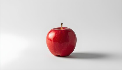 Fresh Red Apple on Clean White Background with Soft Shadow