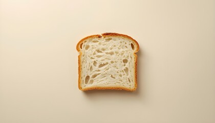 Minimalist Single Slice of Bread on Beige Background