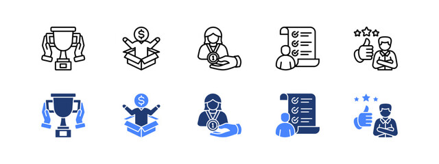 Recognition and Performance with two styles, line and duotone icon.