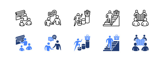 Growth and Development with two styles, line and duotone icon.