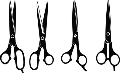 Scissors Silhouette Set Tailor Hairdressing Cutting Tool Barber Salon Craft Stationery Household Equipment Black