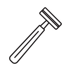 Illustration of a single blade razor with handle on transparent background silhouette