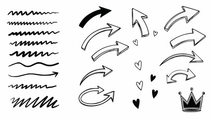 Collection of Hand Drawn Arrows and Decorative Elements.