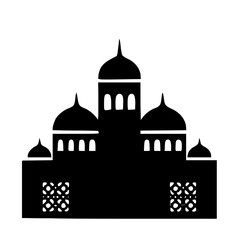 Black Mosque Silhouette Icon with Domes