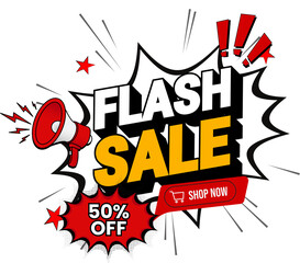 Dynamic Comic Style Flash Sale Announcement Banner for Marketing Promotion
