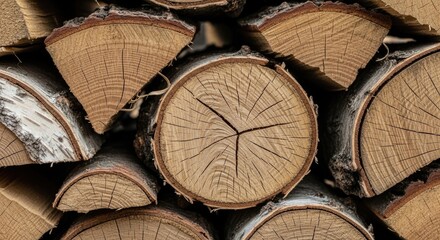 Stack of wood logs with visible bark and knots.