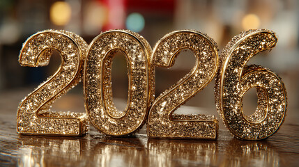 Sparkling Gold 2026 Displaying New Year's Anticipation