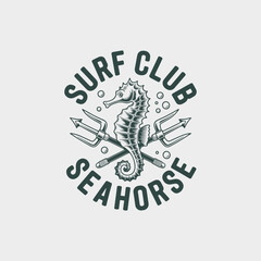 Seahorse with crossed tridents vintage logo idea.