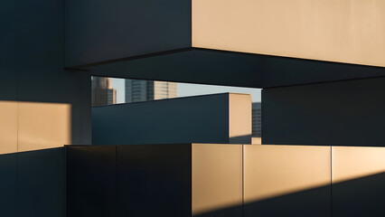 Modern Architecture Abstract Geometric Shapes Sunlight Shadows Minimalist Design abstract geometric architectural details