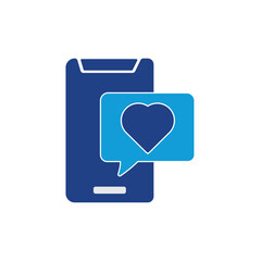 Smartphone with Love or Like Notification &ndash; Digital Communication Vector on Transparent Background