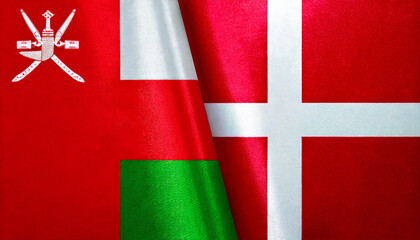 デンマークの国旗とオマーンの国旗(Denmark flag & Oman flag.)
