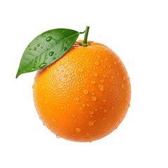 orange with leaves PNG isolated on transparent background