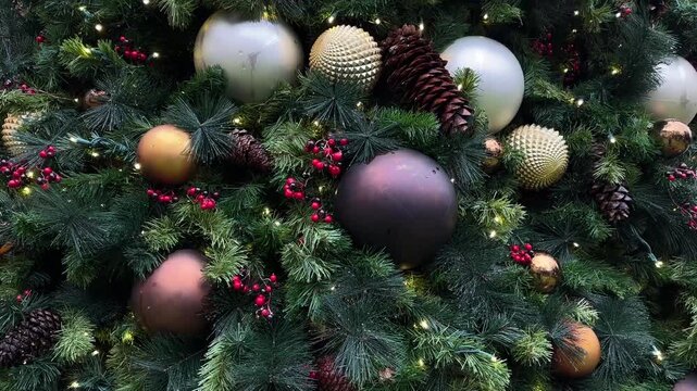 Decorated Christmas tree with lights and ornaments