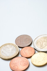 Various euro coins isolated on white background