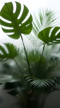 Lush Greenery Behind Frosted Glass