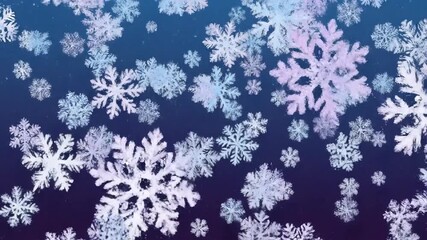 Animated snowflakes falling on blue background winter holiday season - Powered by Adobe