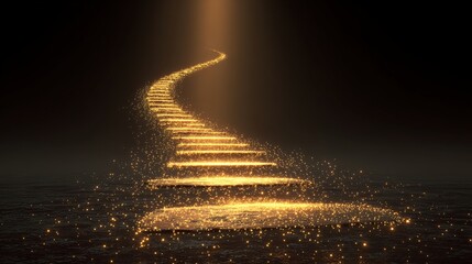 footsteps. Glowing path of floating footsteps ascending toward a radiant health summit. wellbeing guides, coaching materials, designed for mental health education and mindfulness programs.