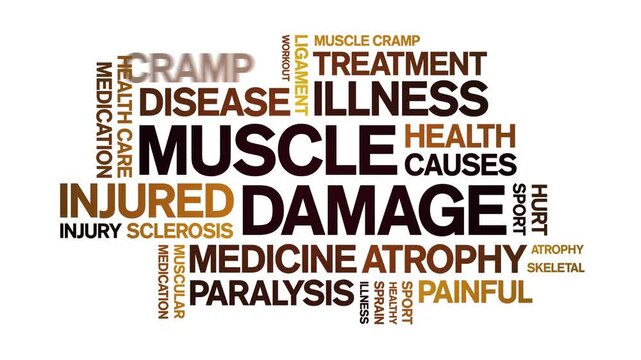 Muscle Damage animated word cloud-text design animation tag kinetic typography seamless loop.һ����: