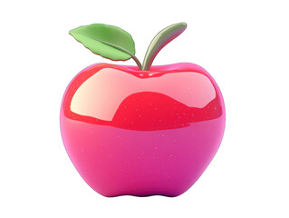 Illustrative apple in a striking pink hue, conveying playful simplicity with a transparent background