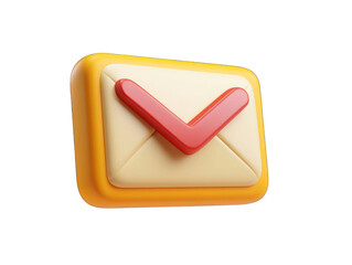 Illustrative received message icon, stylized email symbol on transparent background