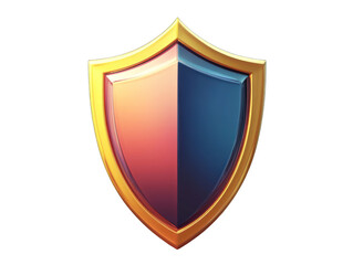 Isolated glossy shield with gold frame, ideal for game asset creation and design with transparent backgrounds