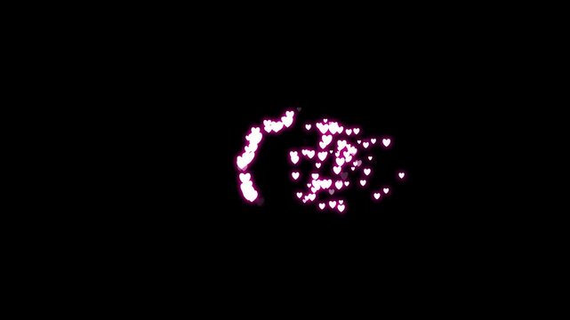 Heart shape frame pink sparkle particle glitters line trail animation, white sparkling particles, and a magical love shape light trail, creating a romantic shimmering motion on black screen. 4k
